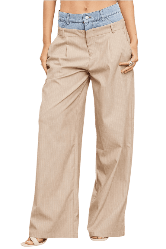Beige Double Waist Trouser for Effortless Style and Comfort - Akana Style