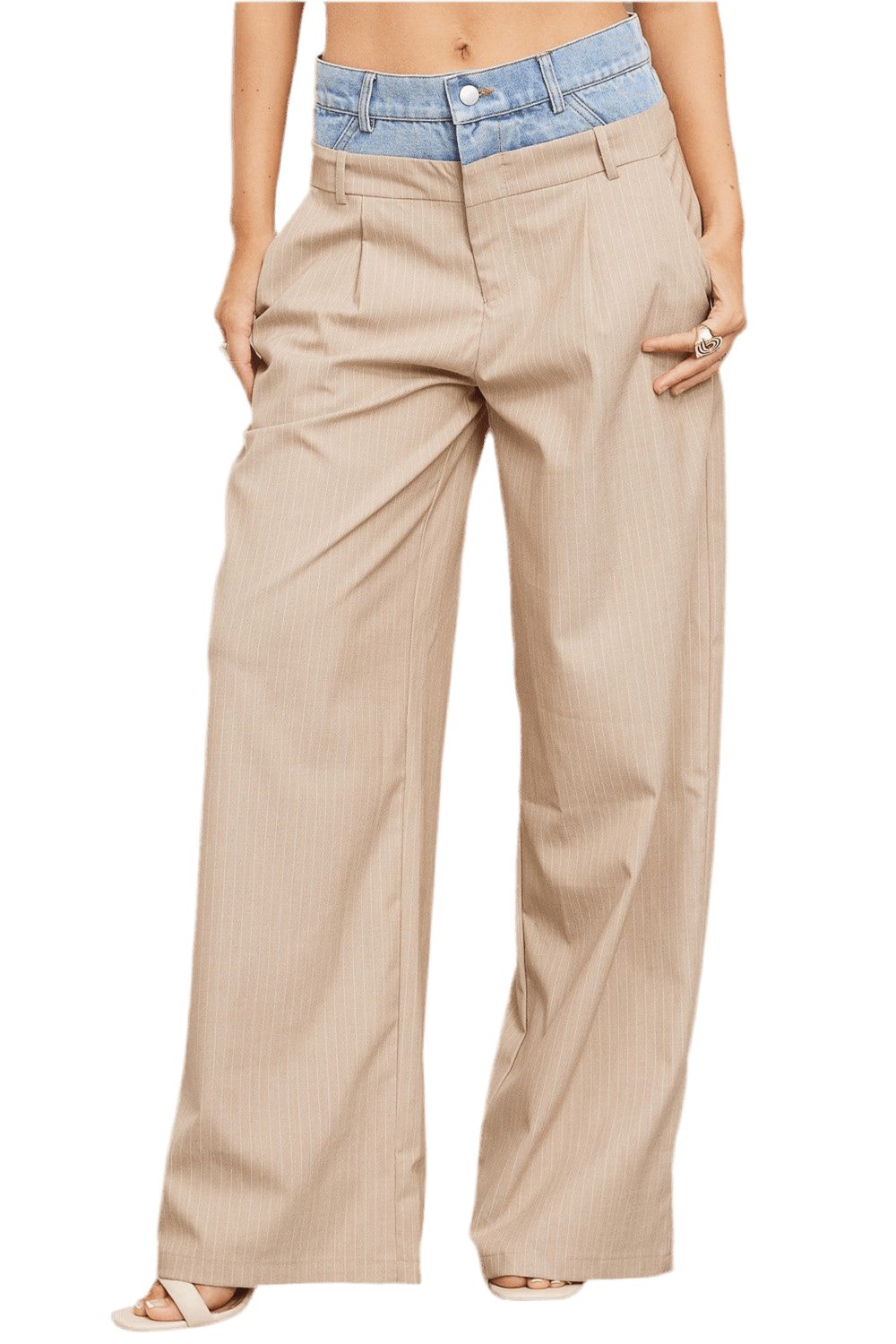 BEIGE DOUBLE WAIST TROUSER