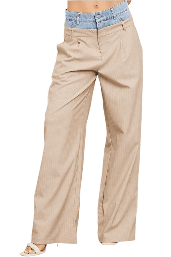 Beige Double Waist Trouser for Effortless Style and Comfort - Akana Style