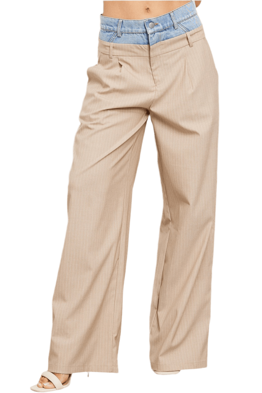 BEIGE DOUBLE WAIST TROUSER