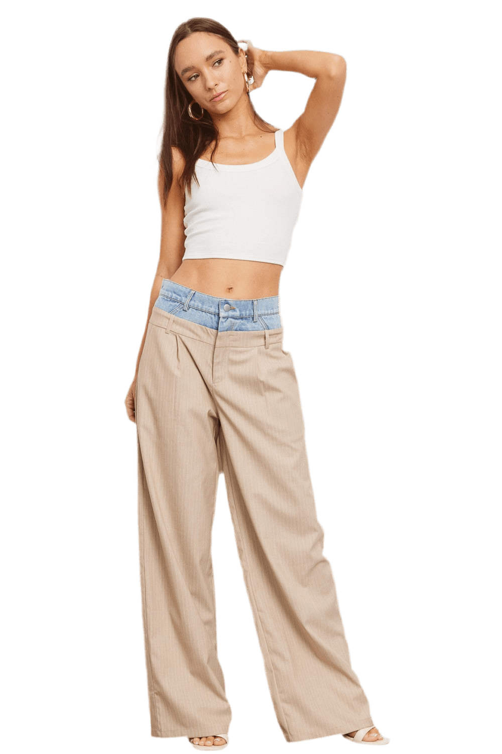 BEIGE DOUBLE WAIST TROUSER