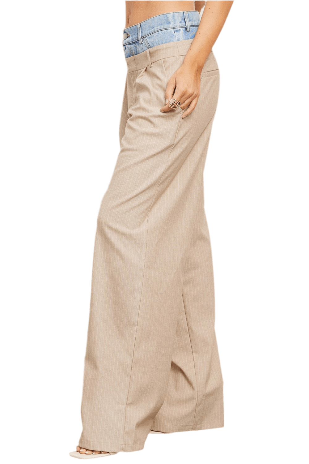 BEIGE DOUBLE WAIST TROUSER