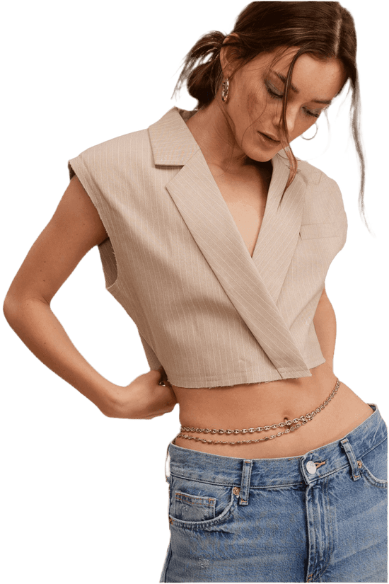 Beige Tailored Vest for Effortless Style and Versatility - Akana Style