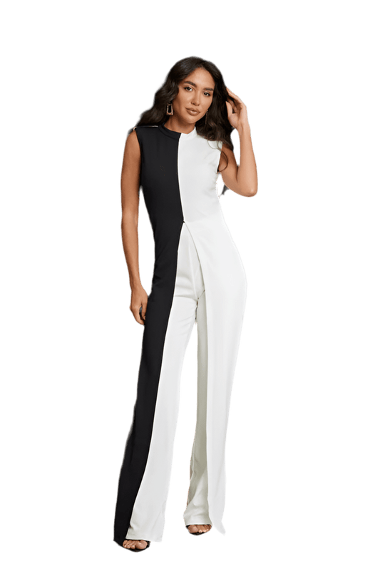 BLACK AND WHITE FASHION JUMPSUIT