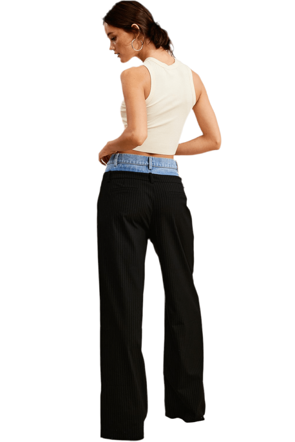 BLACK DOUBLE WAIST TROUSER