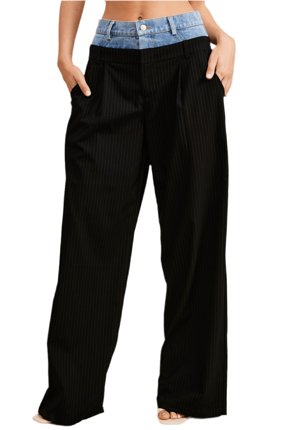 BLACK DOUBLE WAIST TROUSER