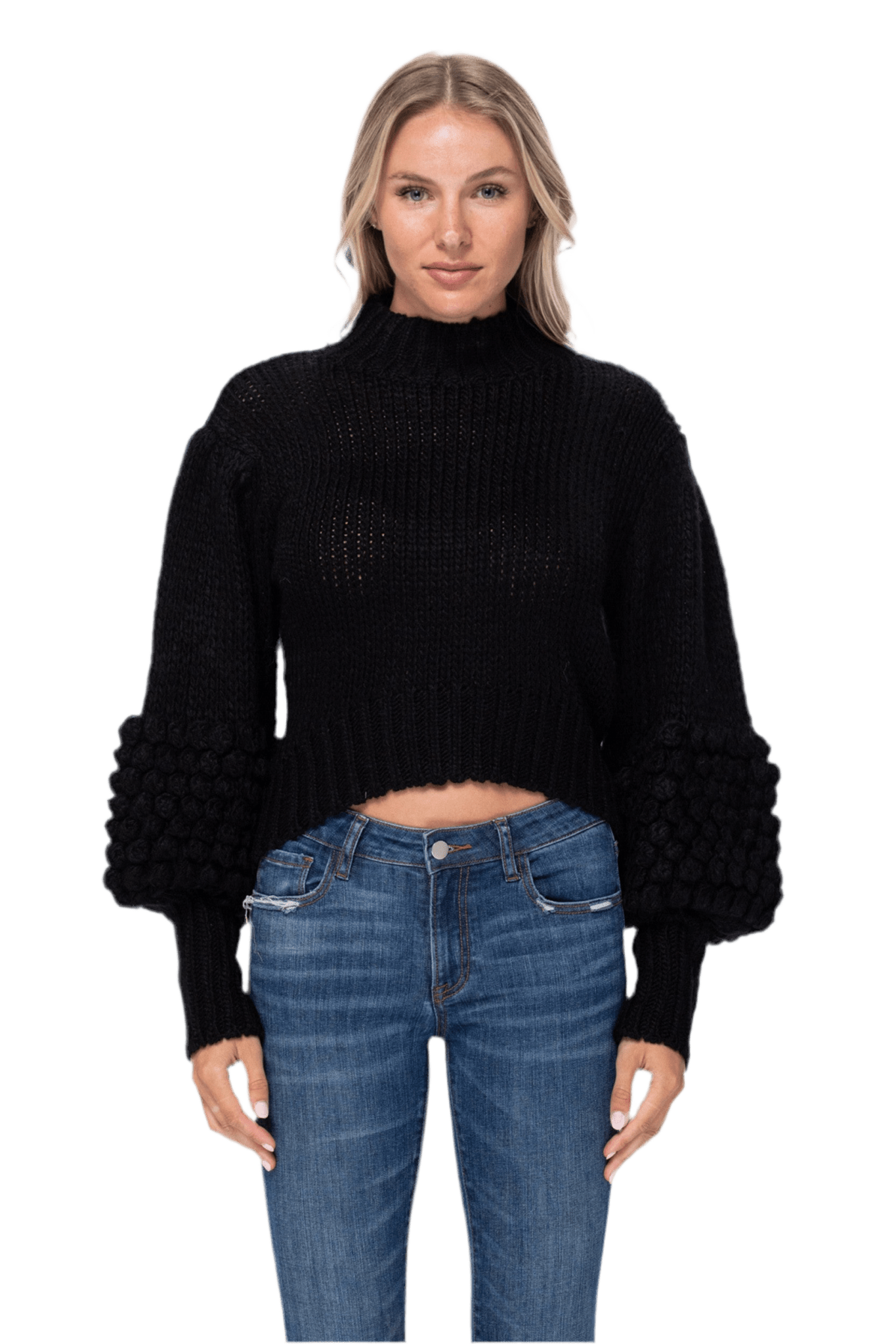 Pom Sleeve Sweater Top