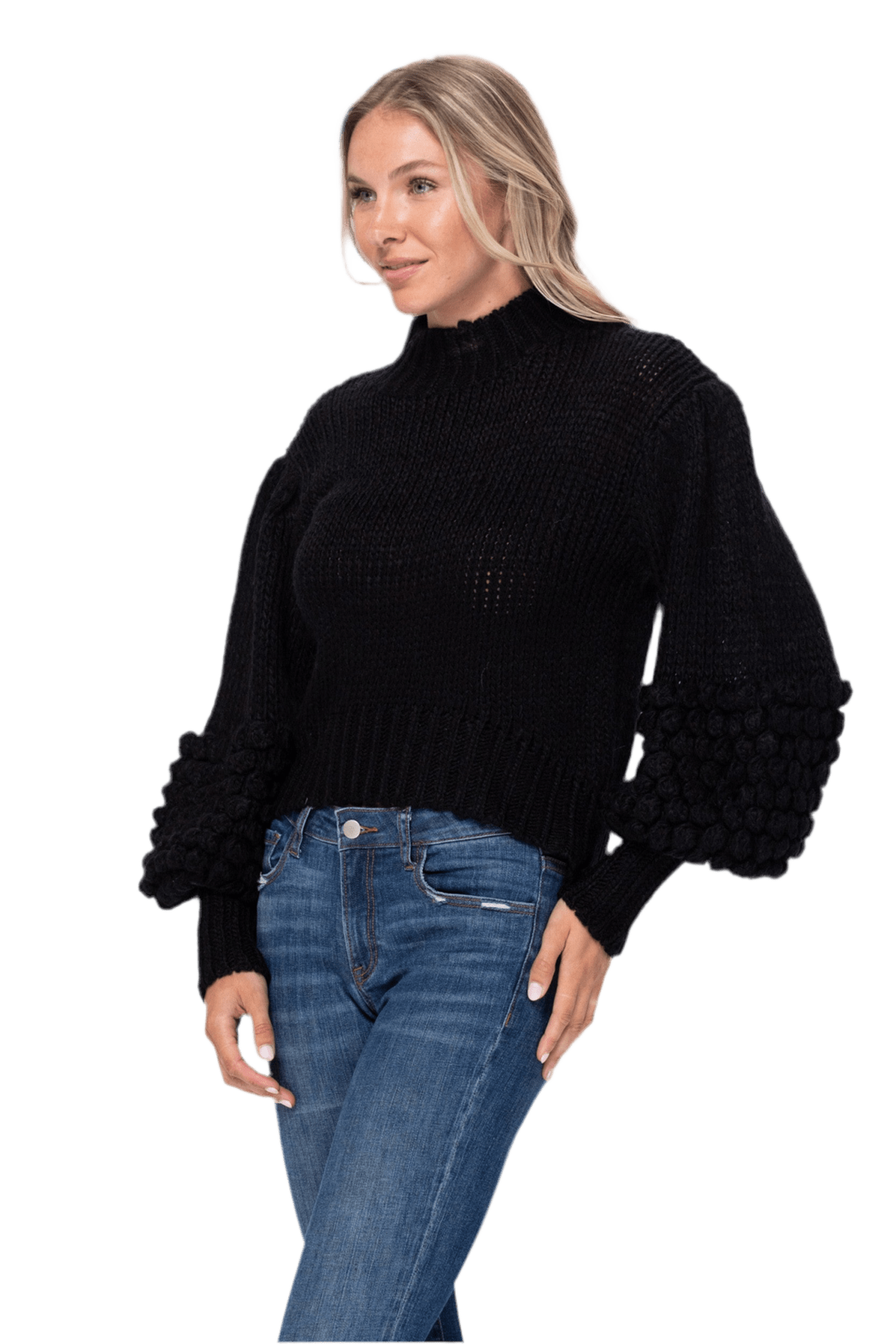 Pom Sleeve Sweater Top