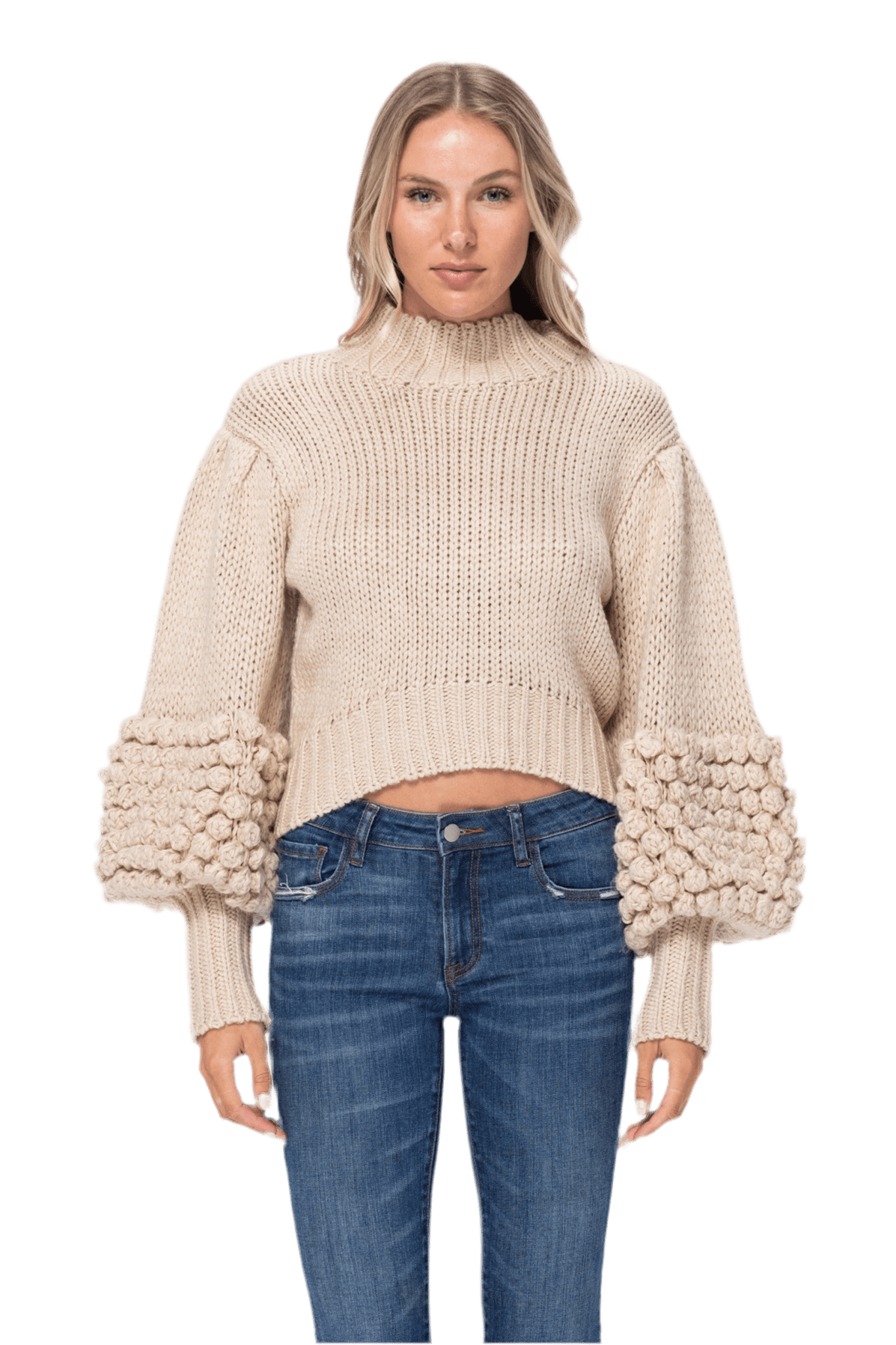 Pom Sleeve Sweater Top