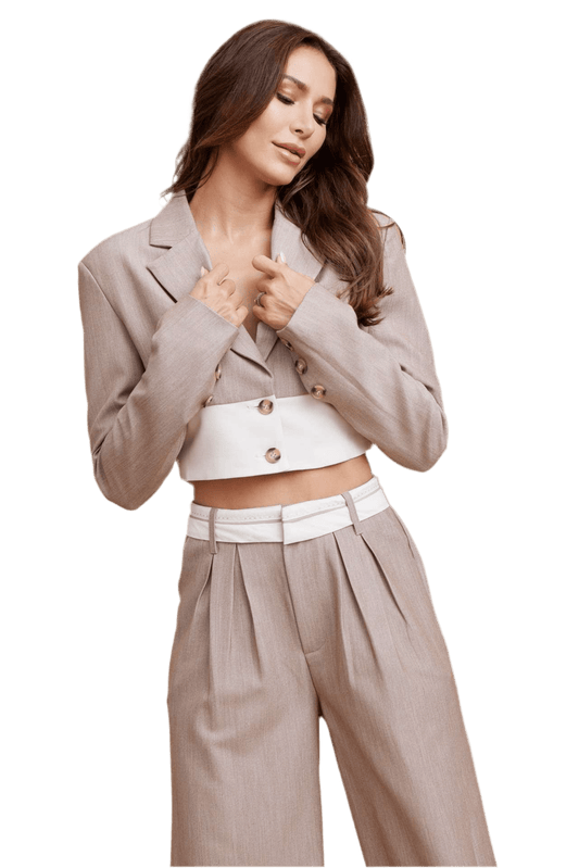 Cropped Blazer & Wide Leg Pants Set