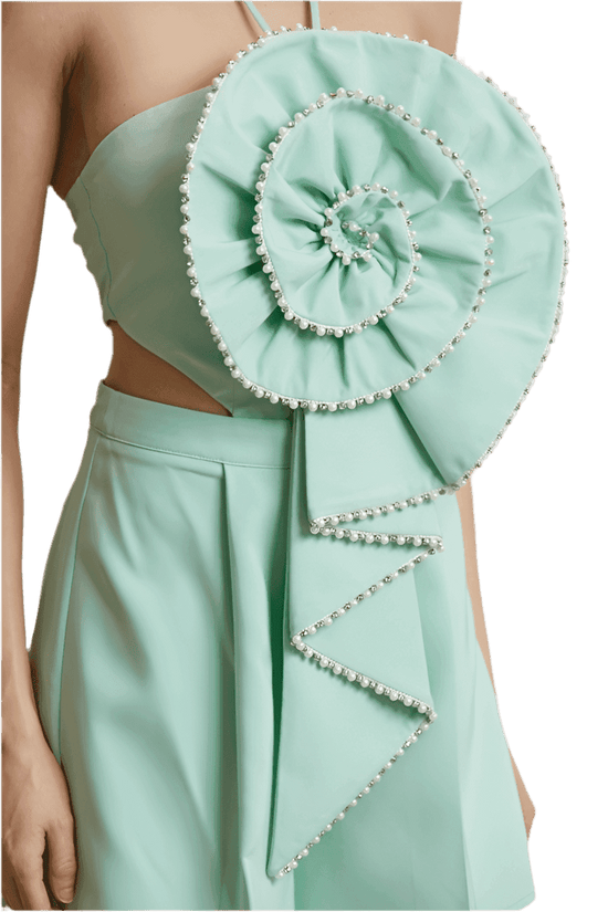 EMBELLISHED FLOWER TRIM ROMPER - Akana Style
