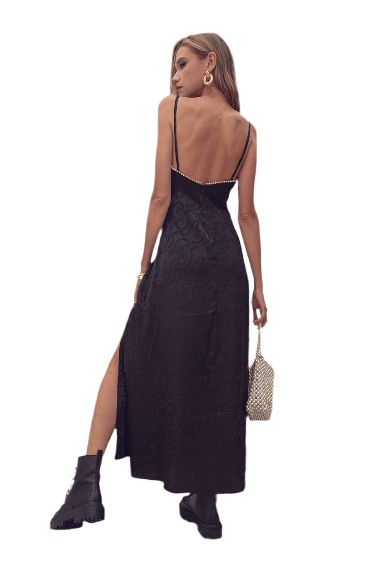 Jacquard Satin Maxi Dress