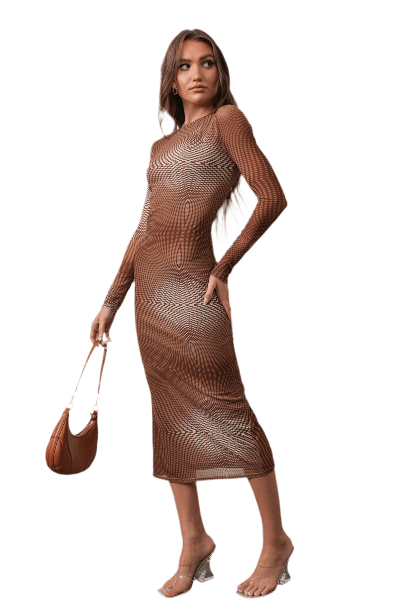 Long sleeve mesh dress