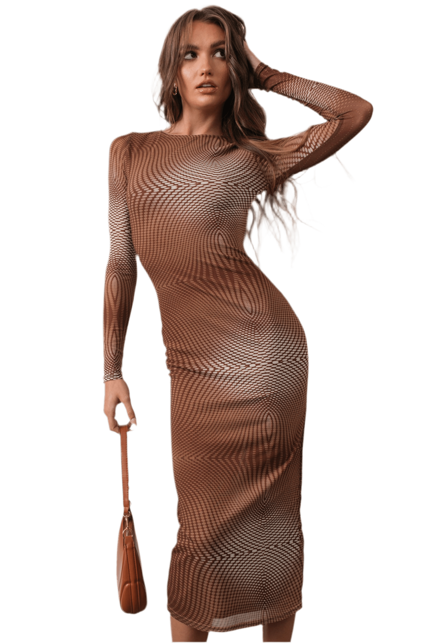 Long sleeve mesh dress