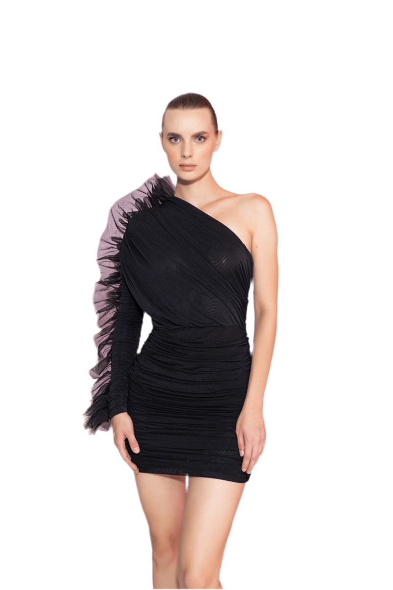 OLLY ONE SHOULDER TULLE MINI DRESS