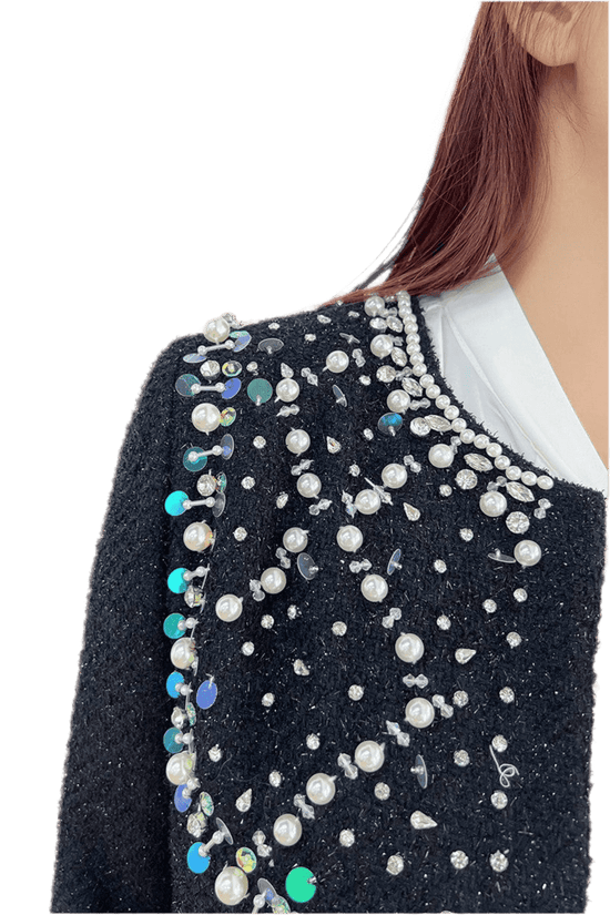 Pearl Blazer - Elegant Pearl Bib Blazer for a Chic Look - Akana Style
