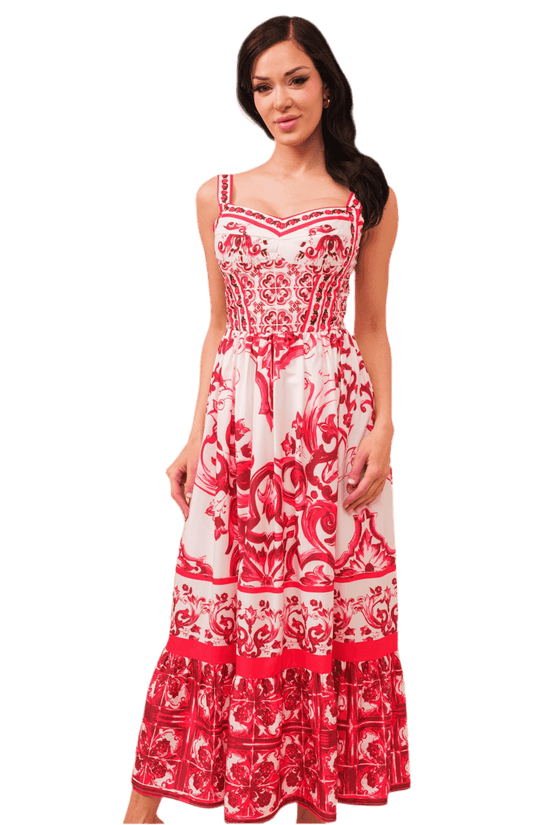 Print Cotton Bustier Dress for Stylish Summer Outings