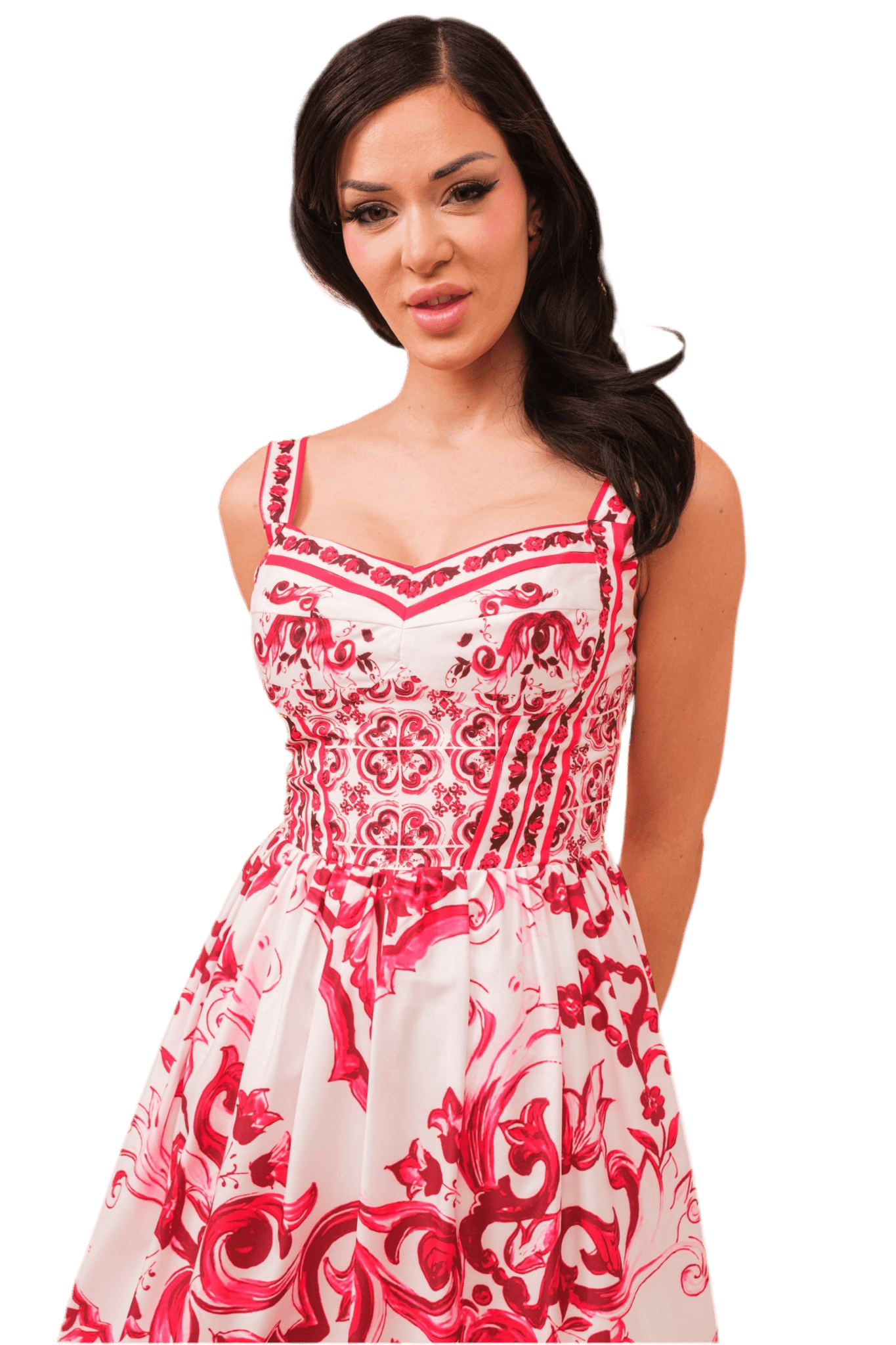 Print cotton bustier dress