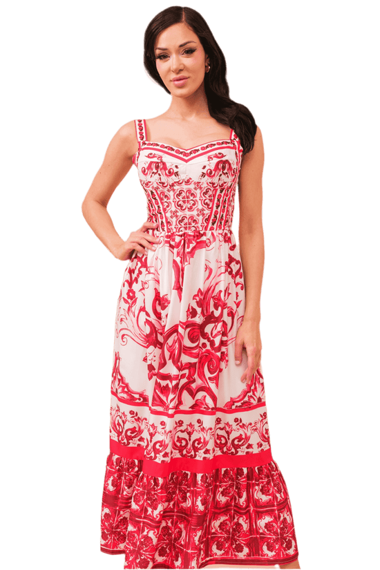 Print Cotton Bustier Dress for Stylish Summer Outings