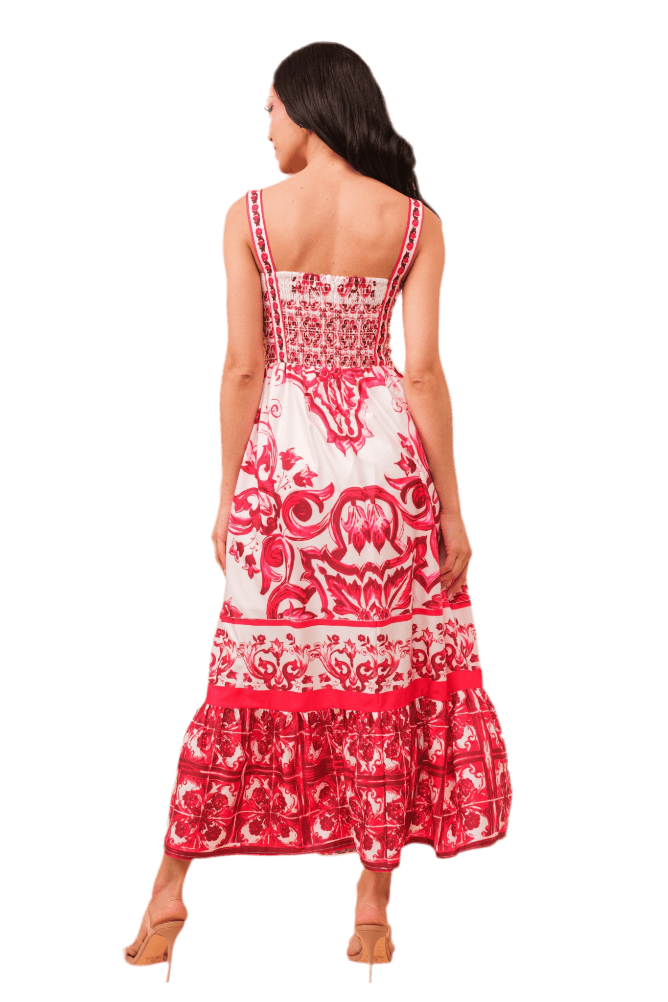 Print cotton bustier dress