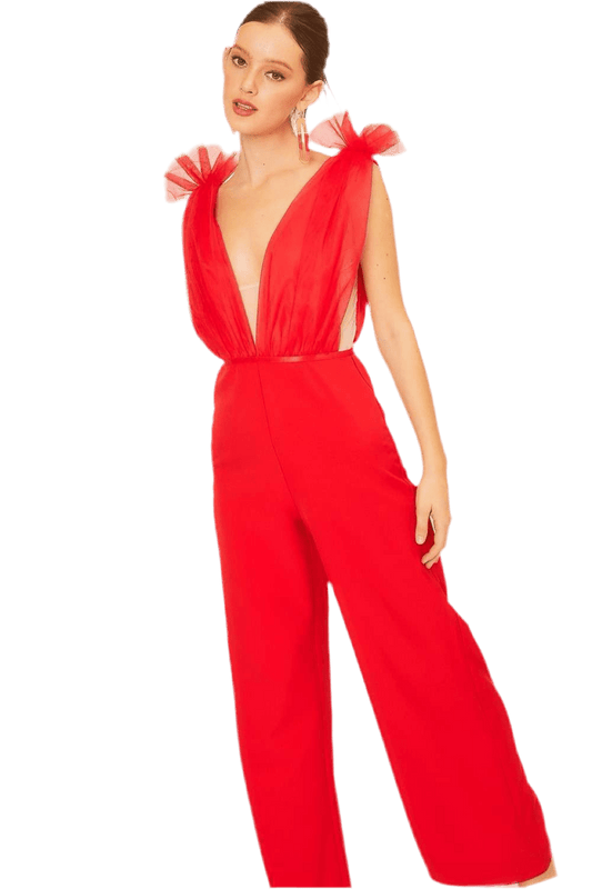 Ruffled shoulders jumpsuit