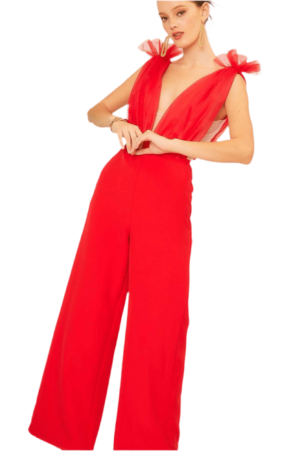 Ruffled shoulders jumpsuit