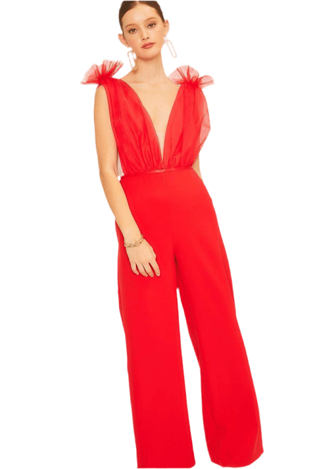 Ruffled shoulders jumpsuit