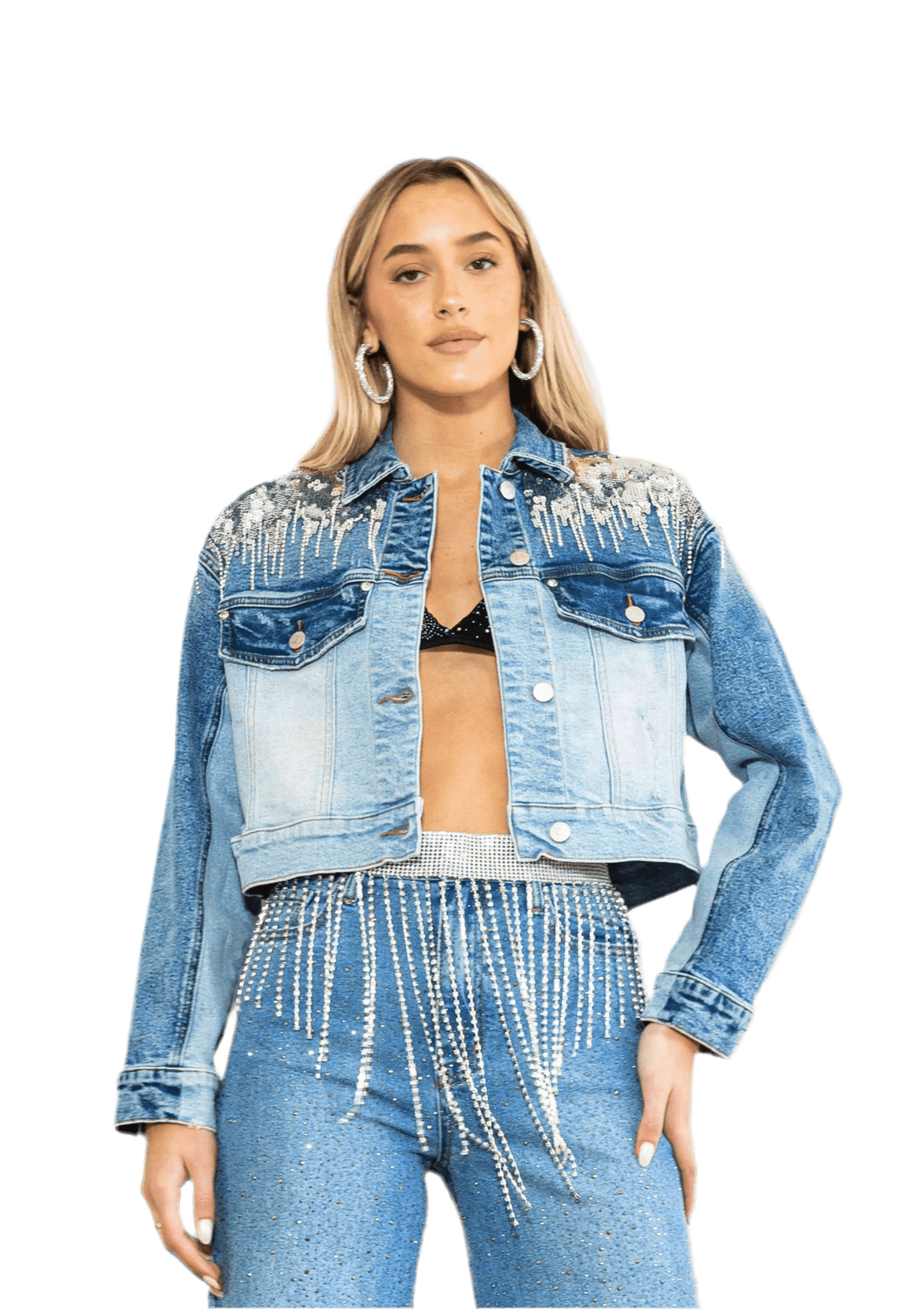 Rhinestone-Studded Denim Jackets for Women