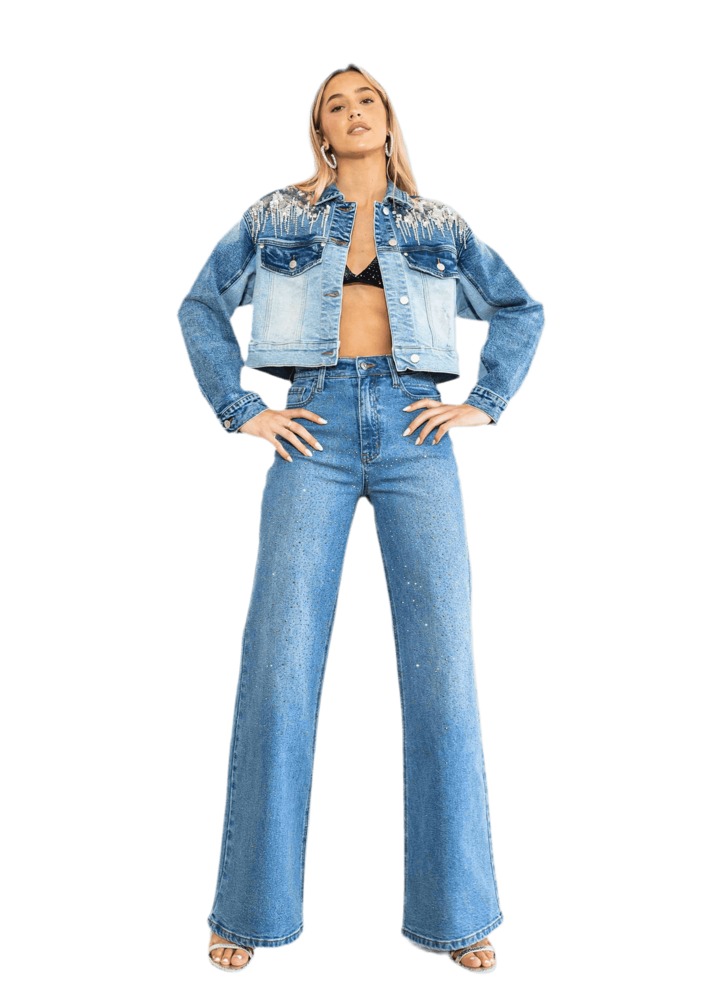 Rhinestone-Studded Denim Jackets for Women