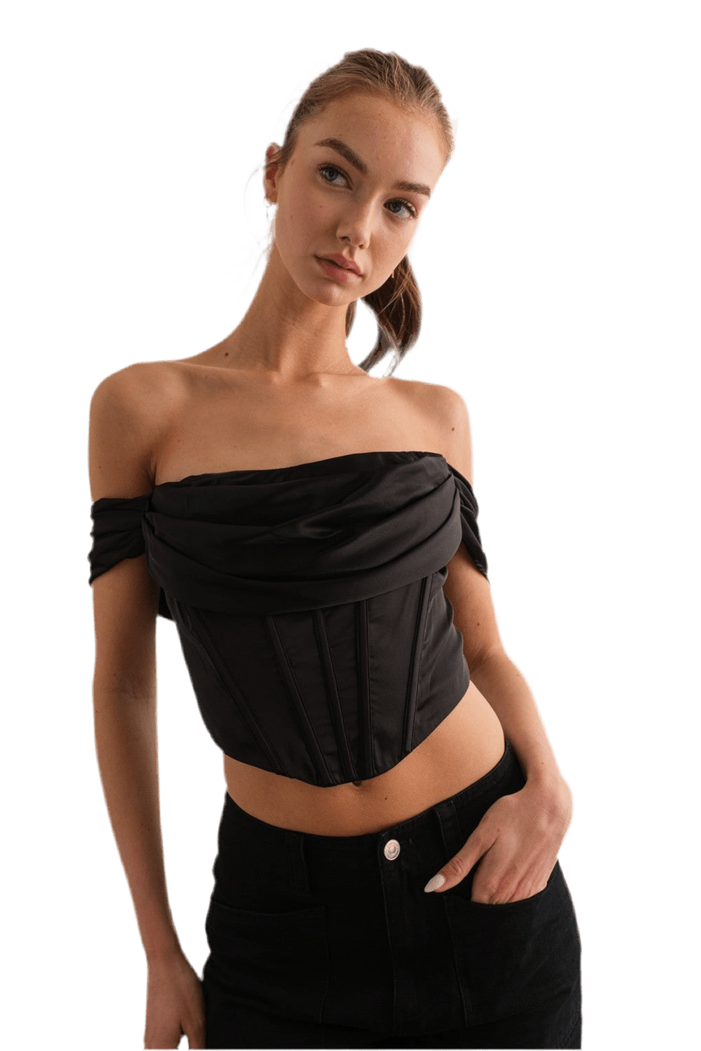 Ruched Off Shoulder Corset Top