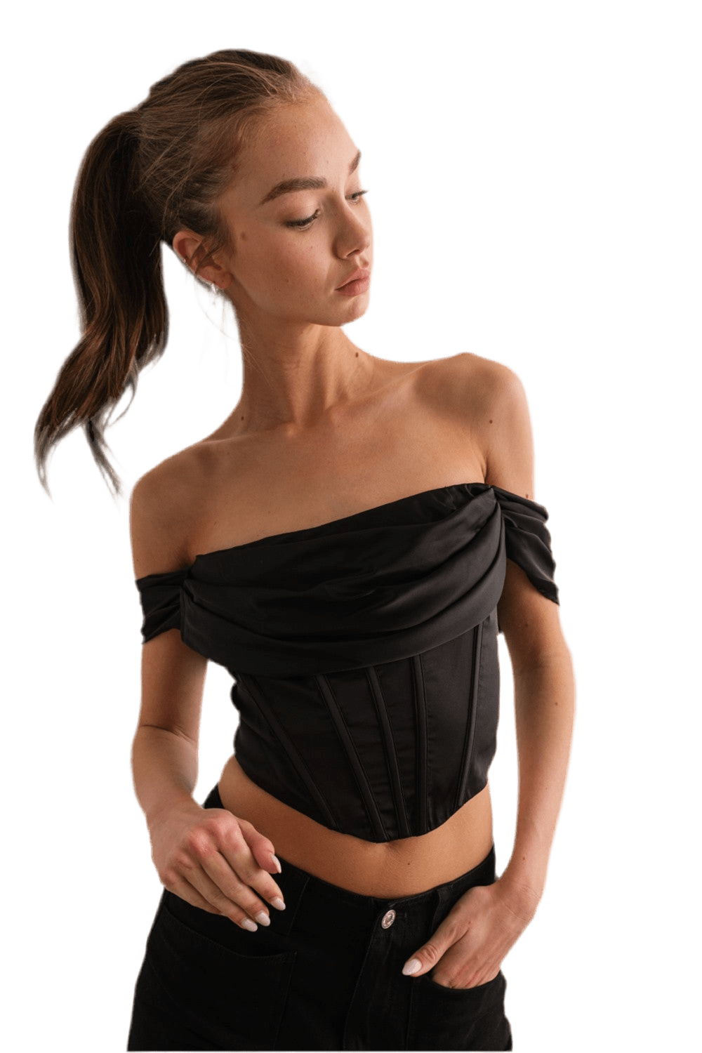 Ruched Off Shoulder Corset Top