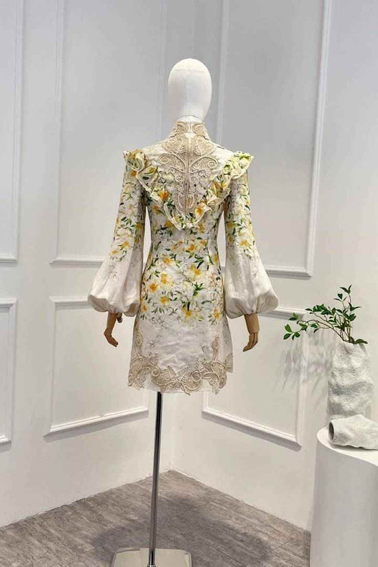 floral mini dress with ruffled sleeves - Akana Style