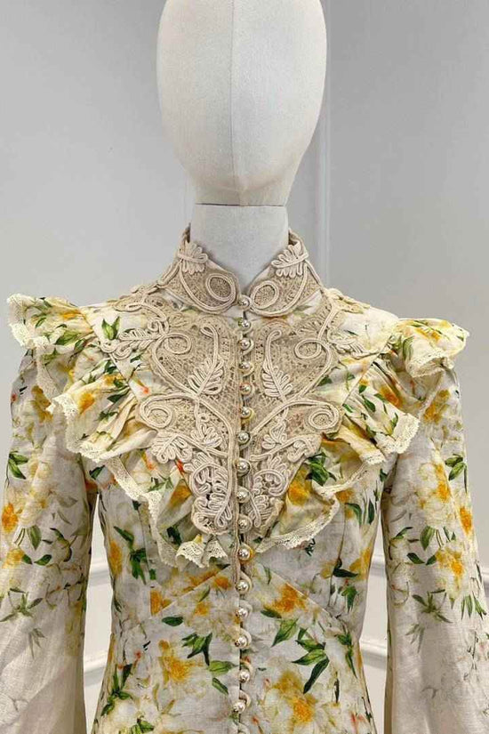 floral mini dress with ruffled sleeves - Akana Style