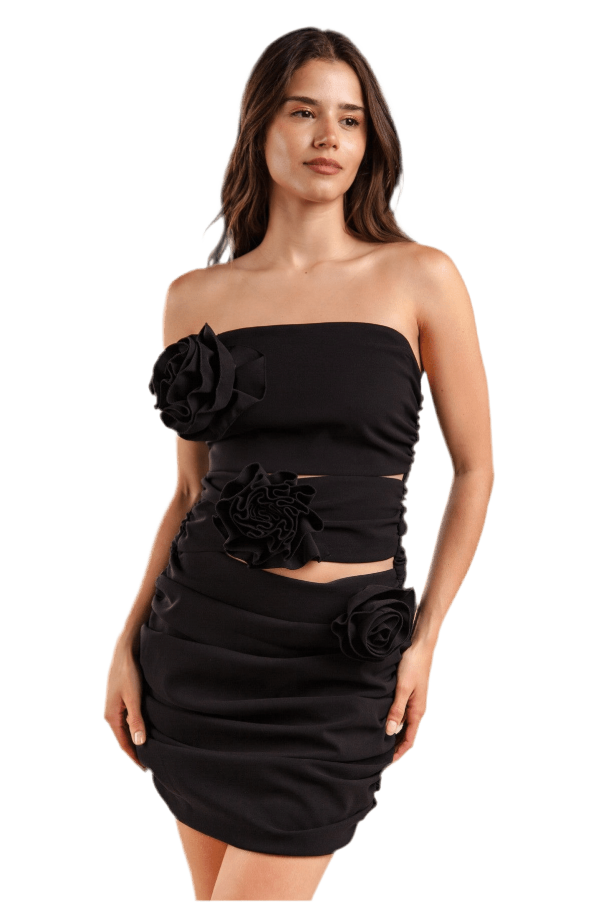 Strapless dress with flower