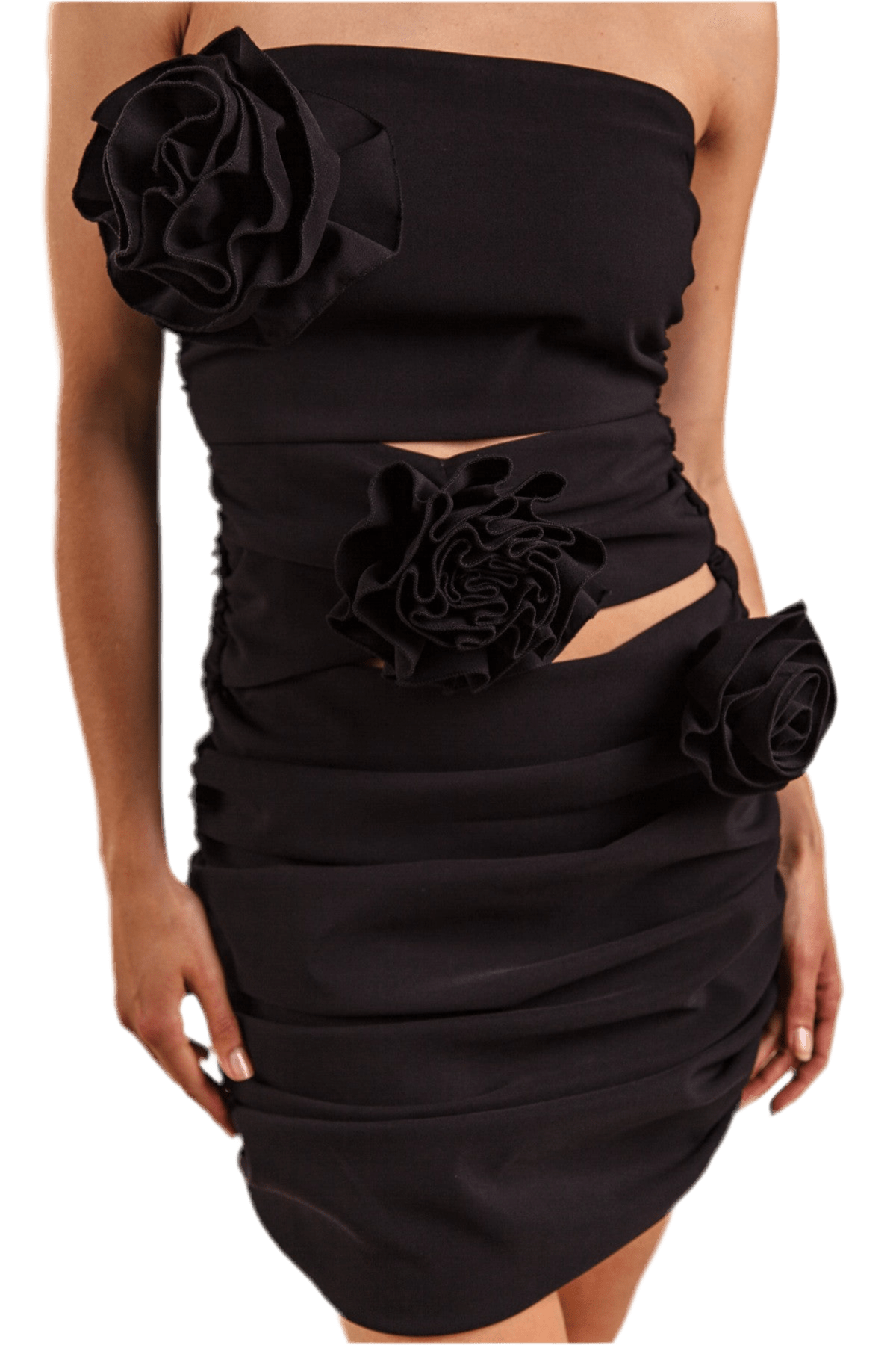 Strapless dress with flower