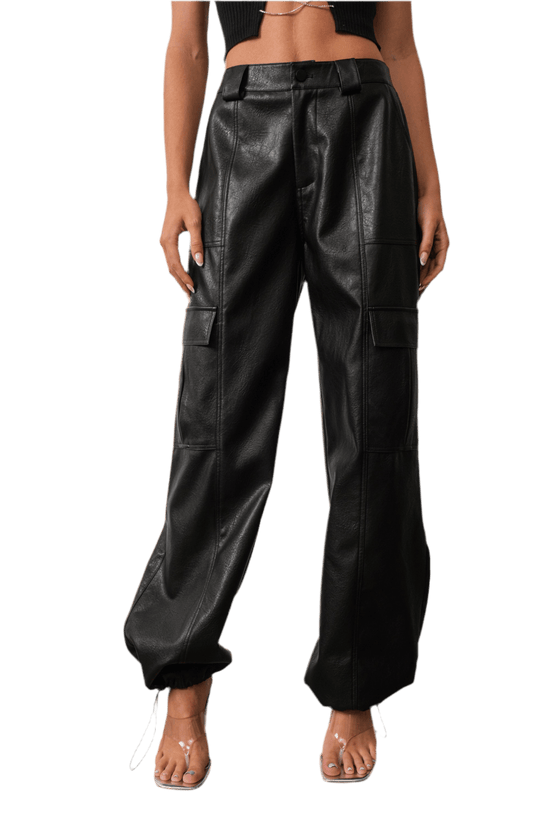 Vegan Leather Cargo Joggers for Stylish Comfort and Versatility - Akana