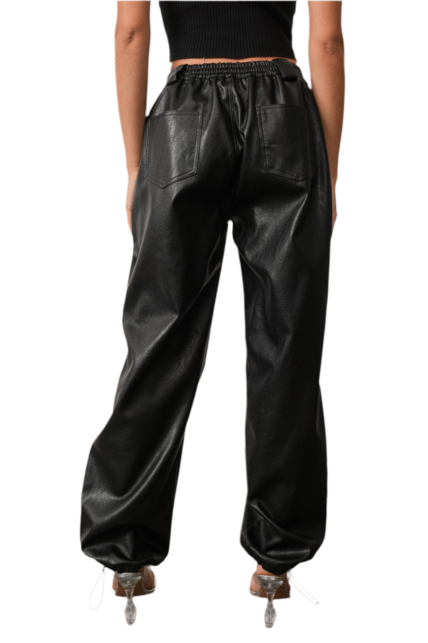 Vegan leather cargo joggers