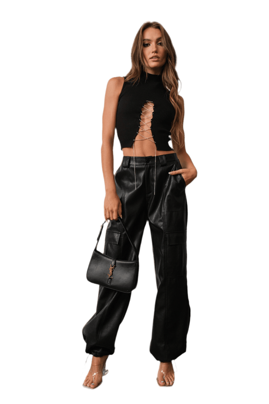Vegan Leather Cargo Joggers for Stylish Comfort and Versatility - Akana