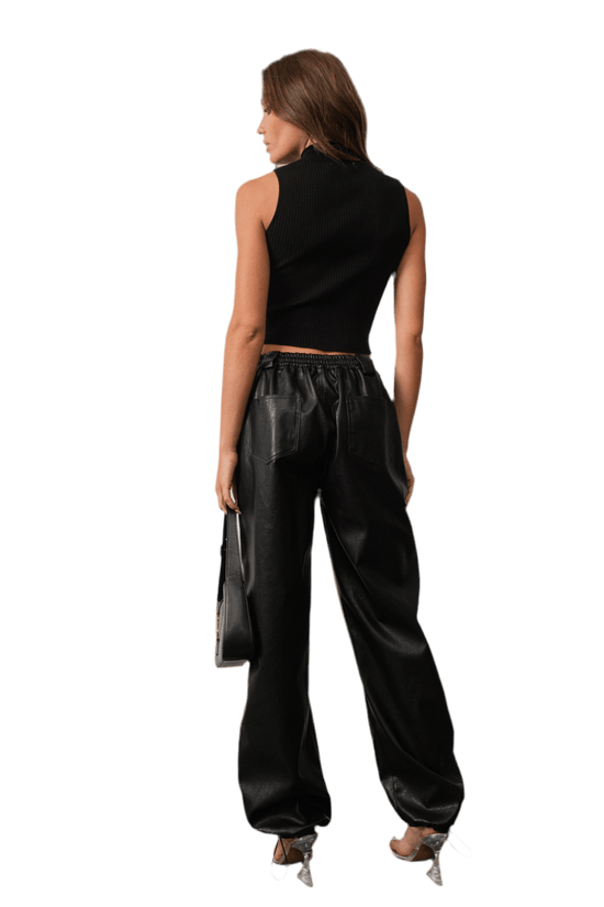 Vegan Leather Cargo Joggers for Stylish Comfort and Versatility - Akana