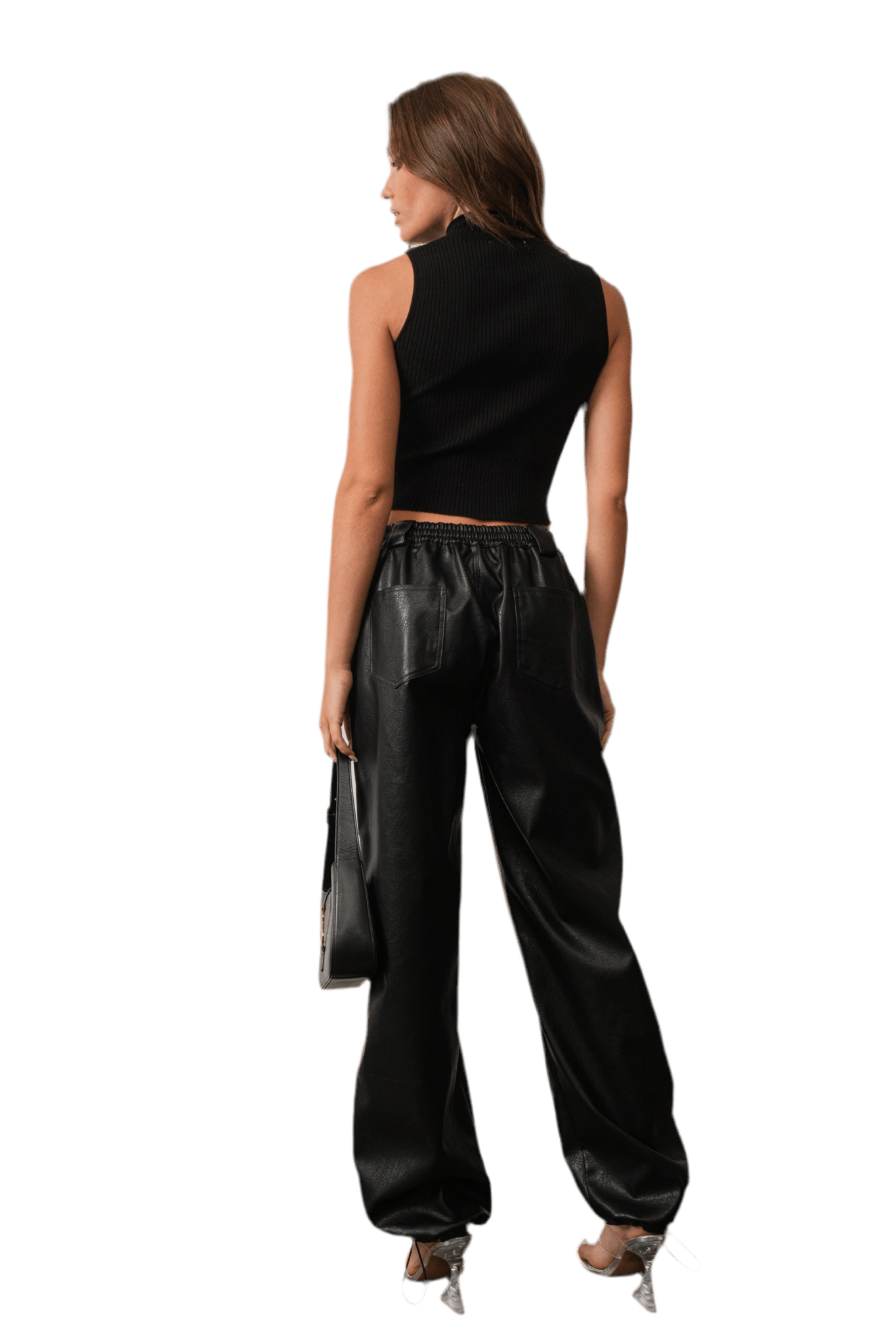 Vegan leather cargo joggers