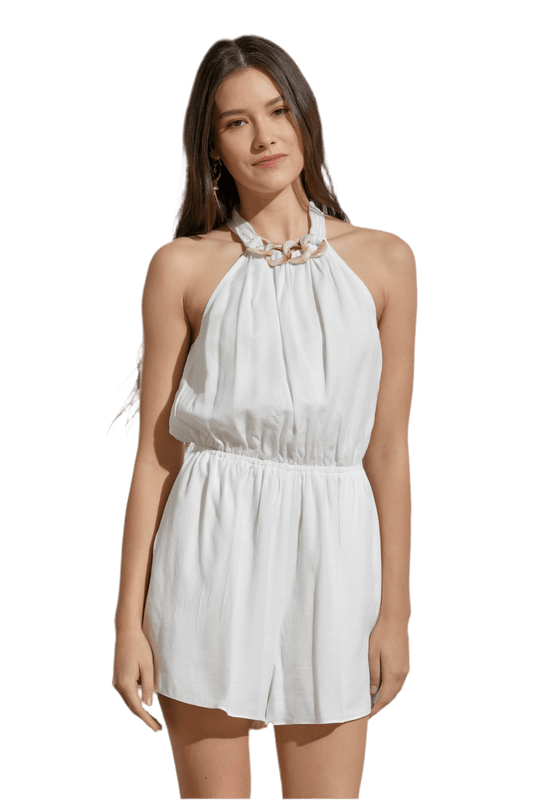 RING DETAIL HALTER ROMPER