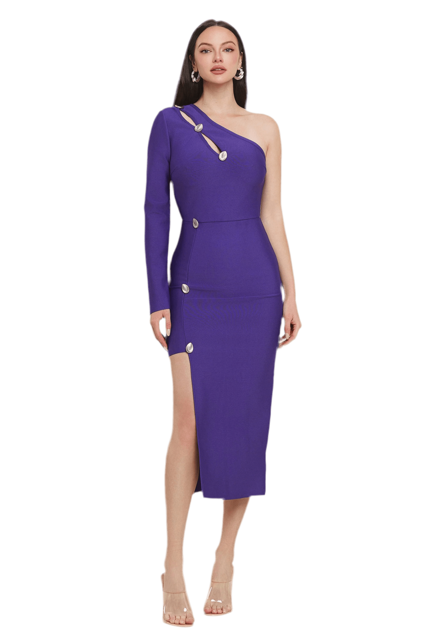 One Shoulder Cut Out Midi Dress