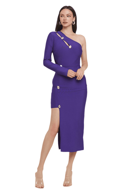 One Shoulder Cut Out Midi Dress - Stylish and Elegant One Shoulder Midi Dress - Akana Style