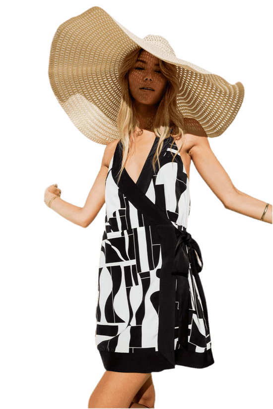 Geo Print Dress - Trendy Geometric Pattern Casual Wear - Akana Style