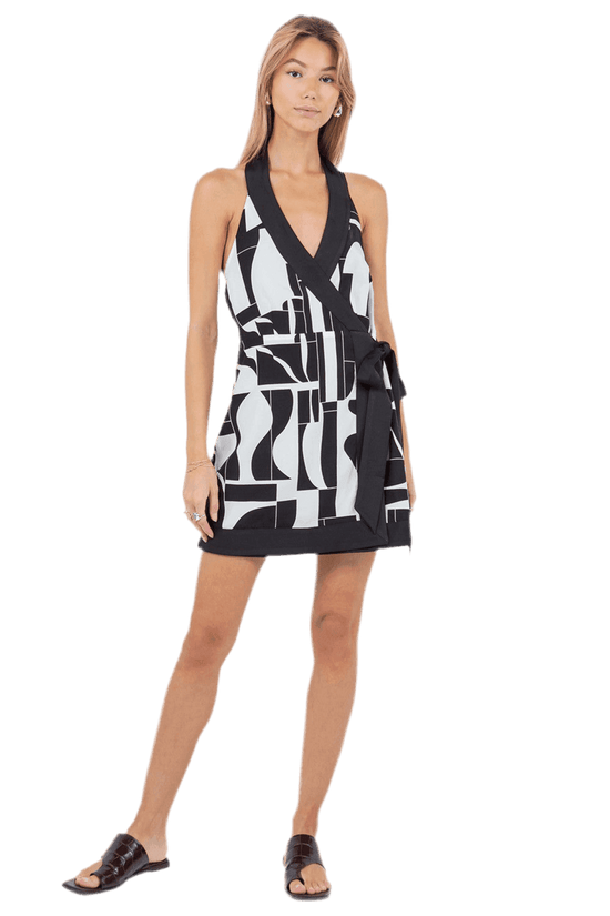 Geo Print Dress - Trendy Geometric Pattern Casual Wear - Akana Style