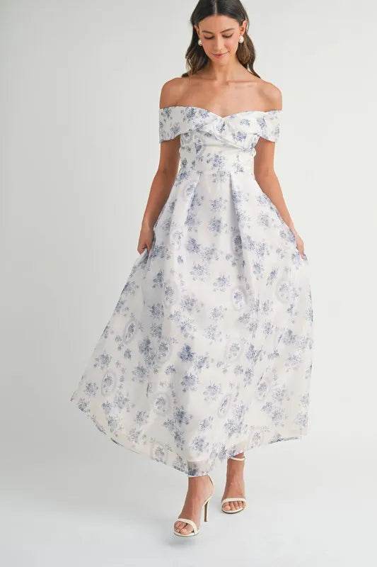 Floral Off Shoulder Maxi Dress for Effortless Summer Style - Akana Style