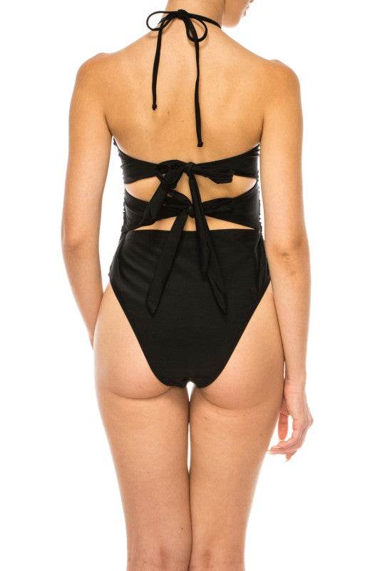 Sophisticated One Piece Criss Cross Floral Bathing Suit for Stylish Swimmers - Akana Style