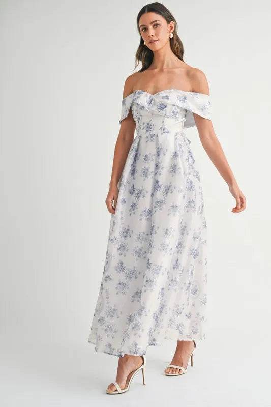 Floral Off Shoulder Maxi Dress for Effortless Summer Style - Akana Style