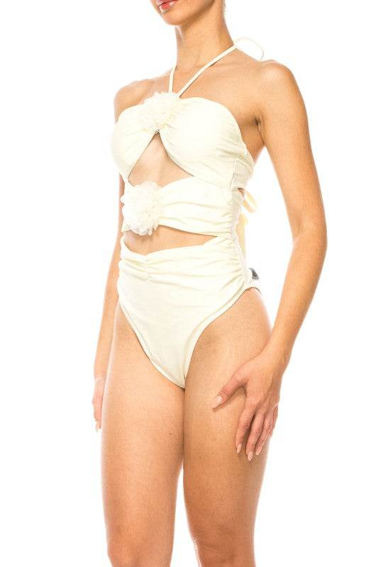 Sophisticated One Piece Criss Cross Floral Bathing Suit for Stylish Swimmers - Akana Style