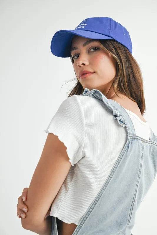 Square Neck Denim Overall Romper with Ruffle Shoulders - Akana Style
